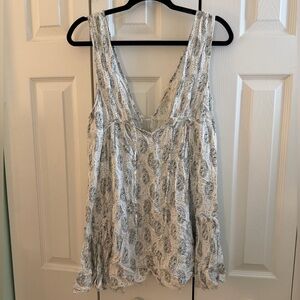 Ocean Drive White and Blue Paisley Swim Coverup